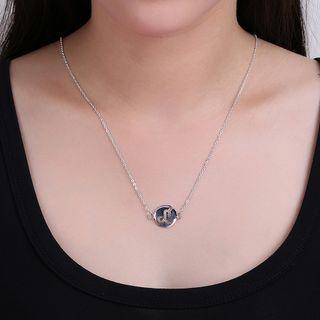 Fashion Simple Capricorn Round Necklace Silver - One Size