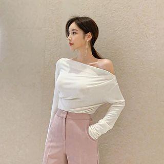 Off-shoulder Drape-front Top