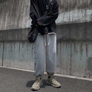 Button-accent Drawstring Sweatpants