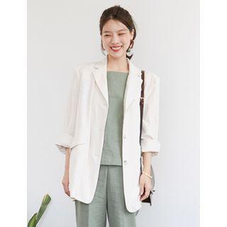 Flap-pocket Linen Blend Blazer