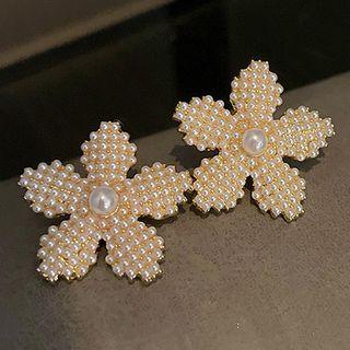 Flower Faux Pearl Alloy Earring 1 Pair - Silver Needle - White - One Size