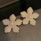 Flower Faux Pearl Alloy Earring 1 Pair - Silver Needle - White - One Size