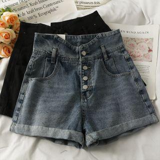 Ultra High-waist Rolled Denim Shorts