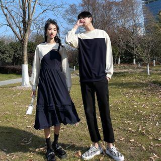 Couple-matching Sweatshirt / Midi A-line Dress / Cropped Pants / Set (various Designs)