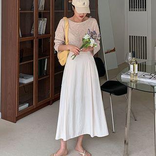 Pintuck Pocket-side Long Skirt