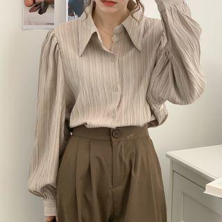 Puff-sleeve Crinkle Shirt