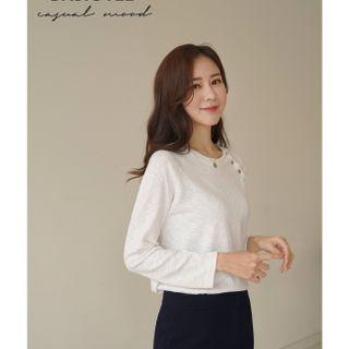 Raglan Button-trim M Lange T-shirt