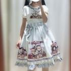 Short-sleeve T-shirt / Printed A-line Skirt / Set / Hand Bag