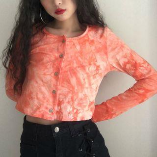 Tie-dye Long-sleeve Crop Top