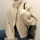 Asymmetrical Zip Jacket Beige - One Size