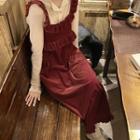 Sleeveless Frill Trim Dress / Lace Top