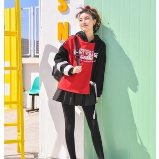Colour Block Letter Print Hoodie
