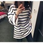 Wide-sleeve Stripe Loose-fit T-shirt