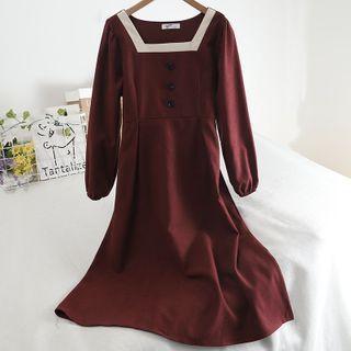 Plain Square-neck A-line Dress