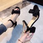 Ribbon Ankle-strap Chunky-heel Sandals