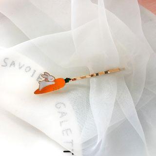 Alloy Rabbit & Carrot Hair Pin 1 Pc - Rabbit & Carrot - One Size