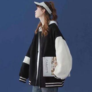 Long-sleeve Striped Color Block Jacket