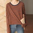 Striped Knit Top Stripe - Brown - One Size