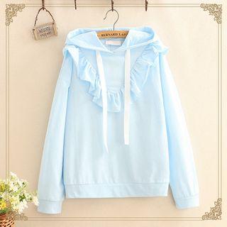Ruffle-detail Drawstring Hoodie