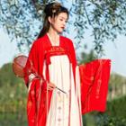 Long-sleeve Hanfu Top / Jacket / Strapless Maxi Dress / Chiffon Scarf / Set