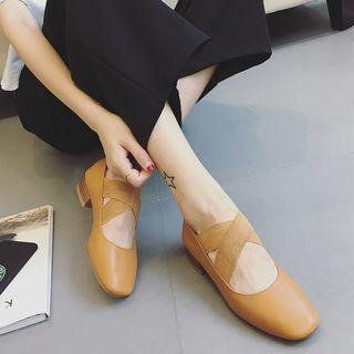 Genuine-leather Chunky-heel Mary-jane Pumps