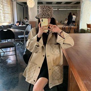Argyle Stitched Utility Jacket Beige Almond - One Size