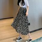 High-waist Floral Midi A-line Skirt