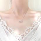 925 Sterling Silver Rhinestone Interlocking Hoop Pendant Necklace As Shown In Figure - One Size
