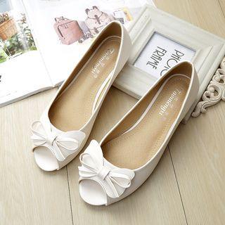 Peep-toe Ribbon Flats