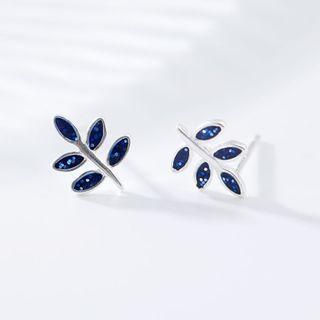 Leaf Stud Earring 1 Pair - Blue - One Size
