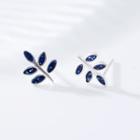 Leaf Stud Earring 1 Pair - Blue - One Size