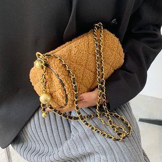 Quilted Faux Shearling Crossbody Bag