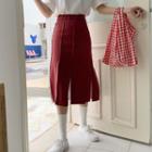Slit-hem Fitted Midi Skirt