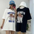 Letter Bear-print Boxy T-shirt