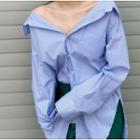 Long Sleeve Off-shoulder Shirt / A-line Midi Skirt