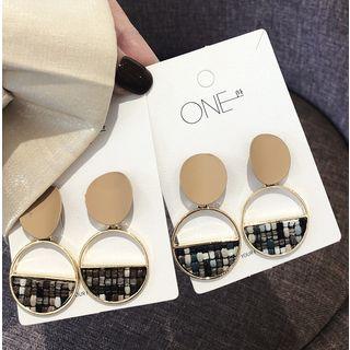 Fabric Half Disc Dangle Earring