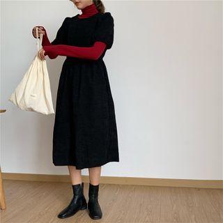 Turtleneck Top / Corduroy Midi A-line Dress