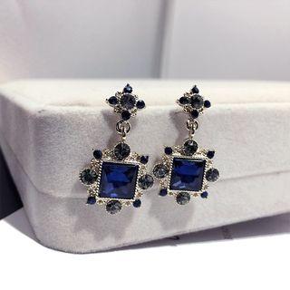 Rhinestone Drop Earring Blue - 1 Pair - One Size