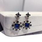 Rhinestone Drop Earring Blue - 1 Pair - One Size
