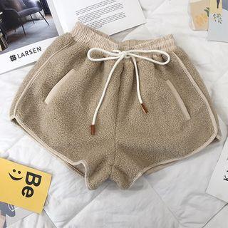 Drawstring Shearling Shorts