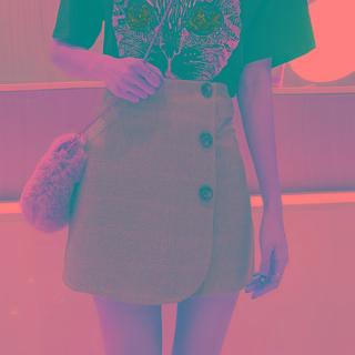Button-up A-line Mini Skirt