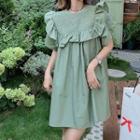 Short-sleeve Ruffled Trim Badydoll Dress
