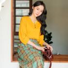 Wide 3/4-sleeve Cotton T-shirt