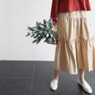 Frilled Tiered A-line Long Skirt