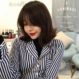 Striped Short-sleeve Loose-fit Blouse