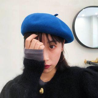Plain Beret Peacock Blue - M=56-58cm