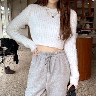 Pastel Cropped Rib-knit Top