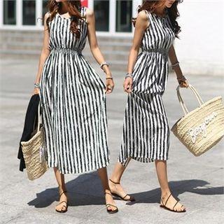 Smocked Striped Long Tank Dress