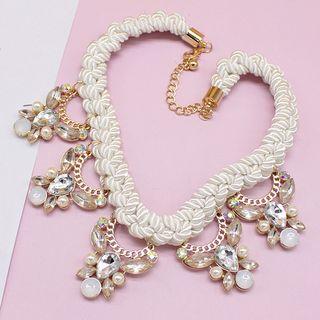 Rhinestone Woven Necklace As Shown In Figure - One Size