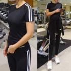 Contrast-trim Sports T-shirt Black - One Size